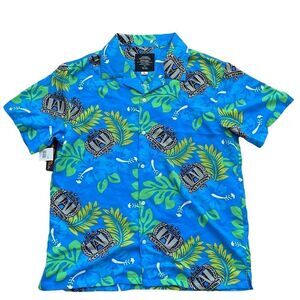 Nwt my hero, academia, button-down Hawaiian blue short sleeve‎